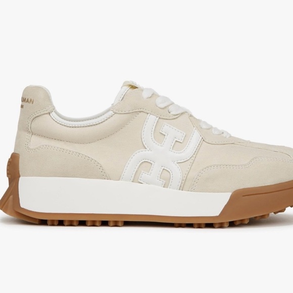 Sam Edelman Shoes - Sam Edelman Beige and White Logo Runner with Gum Sole